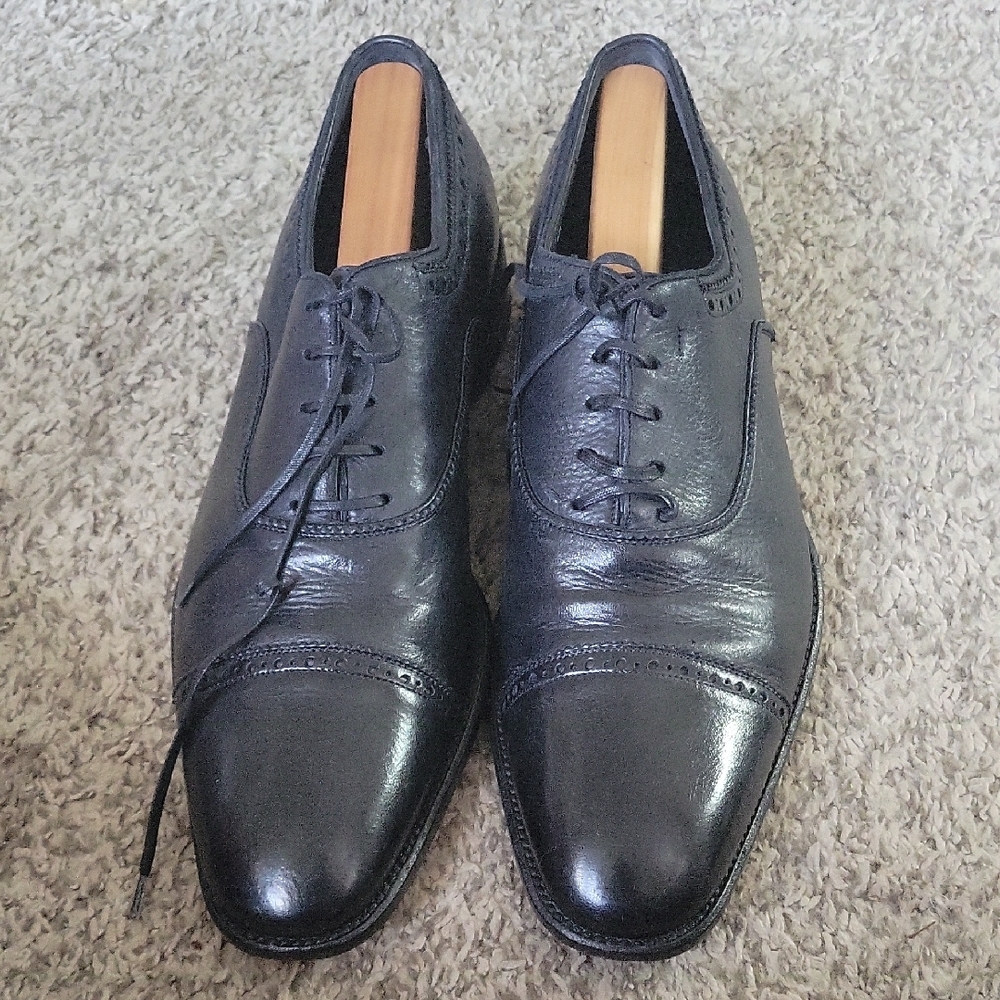 Classic Black Leather Men's Dress Shoes 11D